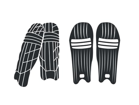 Cricket Garde Clip Art Isolated Collection, Cricket Garde Silhouette Icon Set, Professional Cricket Equipment Set. vector