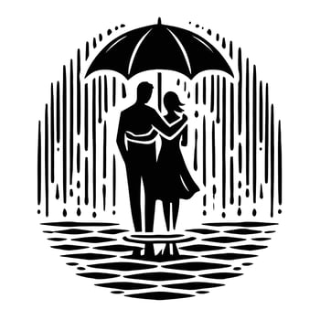 A man and woman under an umbrella in the rain vector