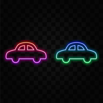 Car Neon Sign. blue color. vector