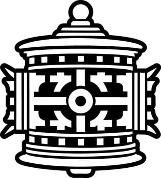 Filled style icon depicting prayer wheel vector
