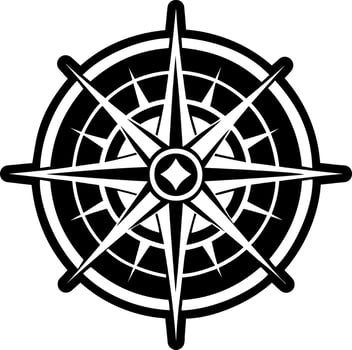 A glyph style icon of a celestial compass vector