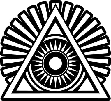 Sunburst triangle tattoo, glyph style icon vector