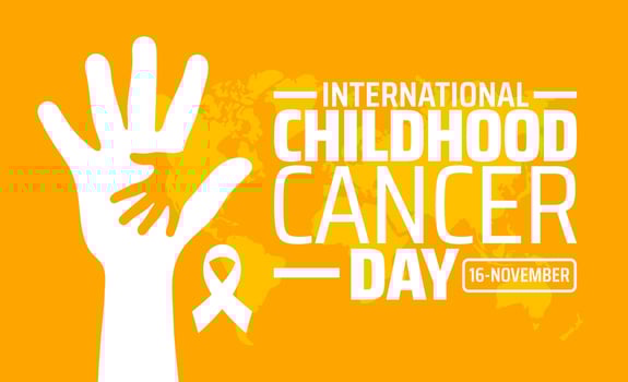 International Childhood Cancer Day background banner or poster design template with hand design. vector