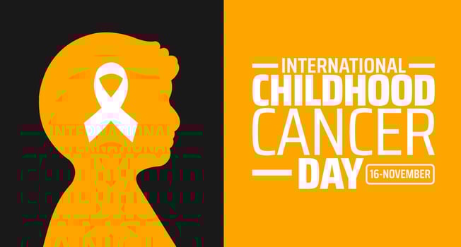 International Childhood Cancer Day background banner or poster design template with boy child icon. vector