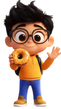A cartoon boy holding a donut with no visible background png