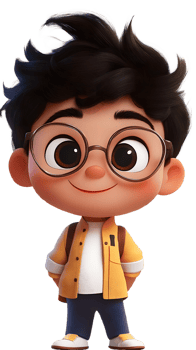 A cartoon boy wearing glasses and carrying a backpack png