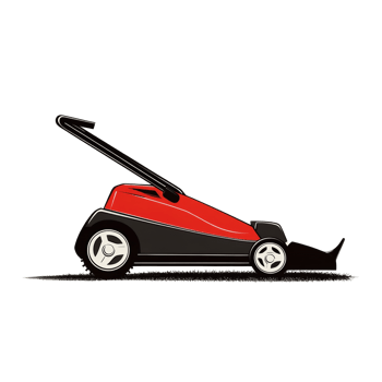 Red and Black Lawn Mower Cutting Grass png