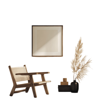 Wooden Chair Pampas Grass And Blank Frame Design png