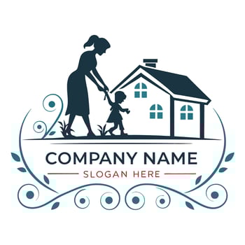 mother and child house logo template illustration vector