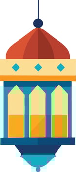 Blue 3D Ramadan Islamic Lantern Icon vector