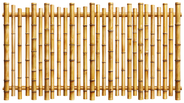 A minimalist bamboo fence with simple vertical poles, creating a clean, earthy, and natural structure without additional leaves or plants png