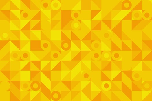 Bright Yellow and Orange Geometric Pattern with Abstract Circles and Triangles Design vector