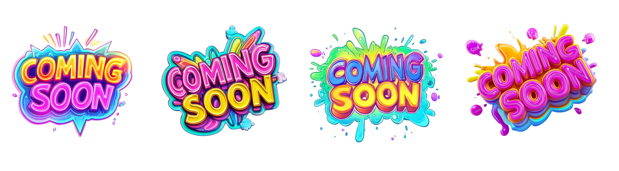 Colorful Coming Soon Announcement Designs png