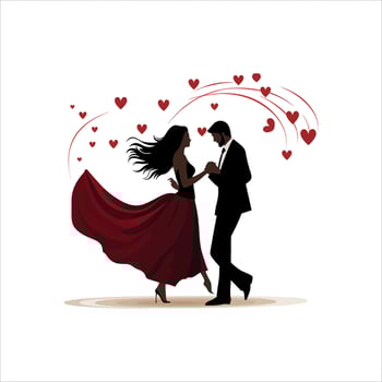 Stylized Valentine Art Black and White Silhouette Design vector