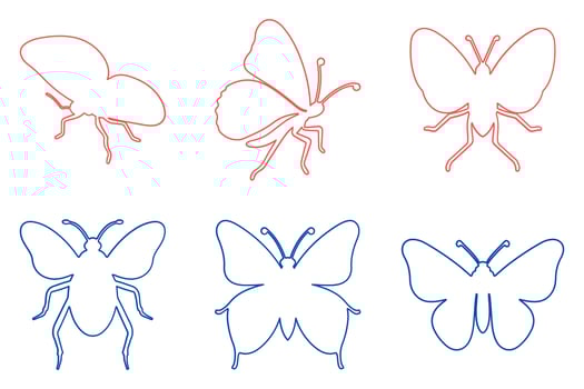 Outline Butterfly Illustration Design Set vector