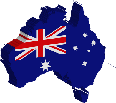 Australia fills with flag and 3d transparent map png