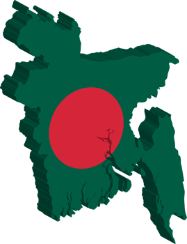 Bangladesh fills with flag and 3d transparent map png