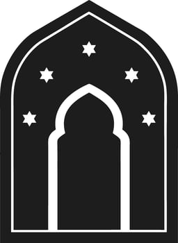 Islamic Arch Door Silhouette with Stars - Illustration vector