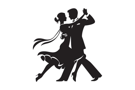 Passionate Tango Dance Pose Clean Silhouette Illustration vector