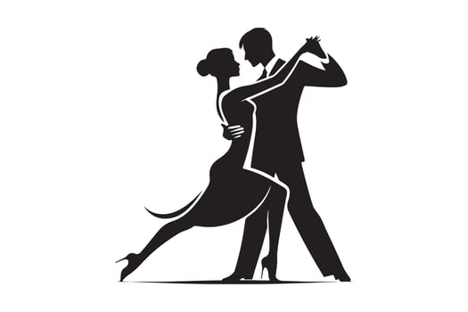 Romantic Couple Tango Dance Minimalist Black Silhouette vector