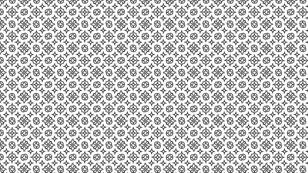 Seamless intricate black and white geometric pattern featuring symmetrical shapes, perfect for backgrounds, wallpapers, or designs emphasizing elegance and unity. vector