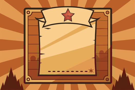 Vintage Western Star Banner Wooden Frame Retro Design Template. vector