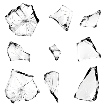 Shattered Glass Fragments Isolated On Black Background png