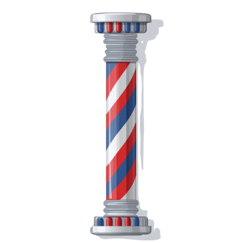 Classic Barbershop Pole Red White Blue Stripes png