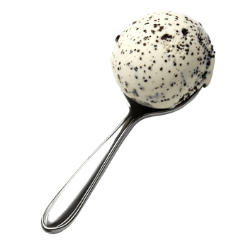 Cookies and cream ice cream scoop on a spoon png
