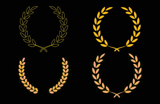 Golden Greek Olive Branch Hand drawing Floral wreath vector