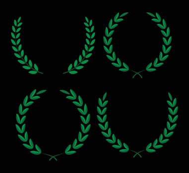 Green Greek Olive Branch Hand drawing Floral wreath design collection vector