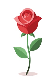 Single Red Rose Flower Stem Leaves Plant Nature Blossom Beauty vector