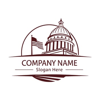 the capitol building logo with the american flag vector