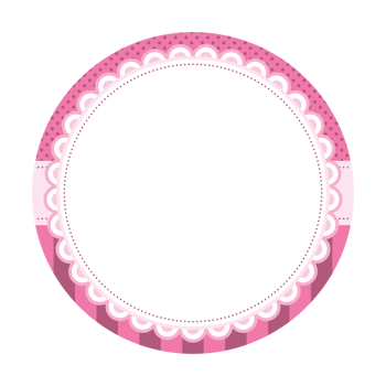 Simple Delicate Pink Circular Frame Blank Sticker Layer Base Background with Scalloped Border and Polka Dots png