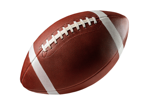 An isolated american football ball is shown on a transparent background png