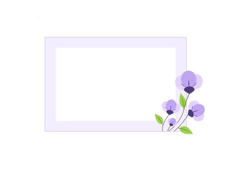 A purple frame with flowers and leaves on it vector