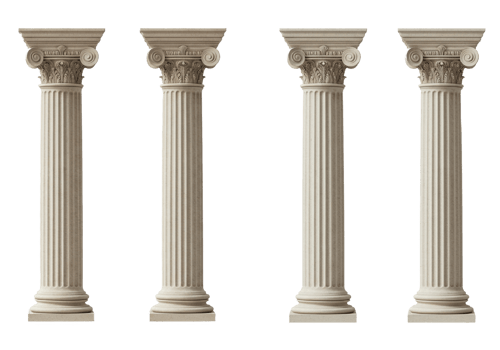columns of ancient roman roman columns. roman columns, isolated on white background. 3 d illustration png