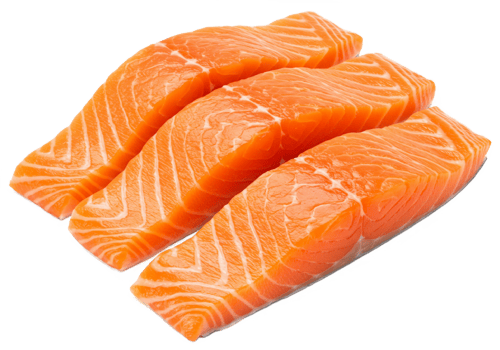 raw salmon fillets on white background png