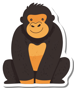 A Happy Gorilla Sitting Down Cartoon Illustration png
