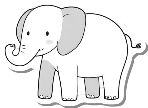 Adorable Cartoon Elephant Illustration Featuring Gray Accents png