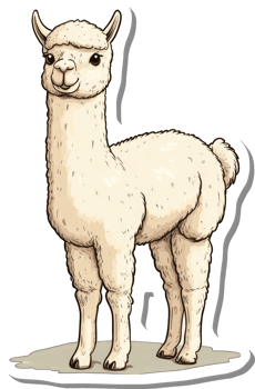 A Fluffy White Alpaca Stands Calmly png