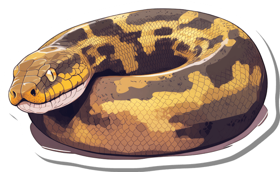 Coiled Yellow And Brown Python Snake Illustration png