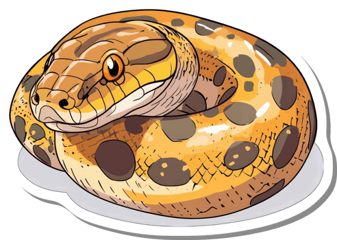 Coiled Yellow Python Snake Illustration Sticker png