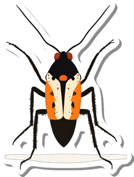 Illustrated Orange Black Insect Specimen Dorsal View png
