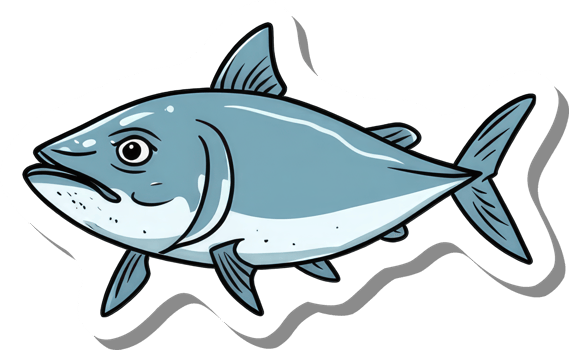 Cartoon Illustration of a Blue Tuna Fish png