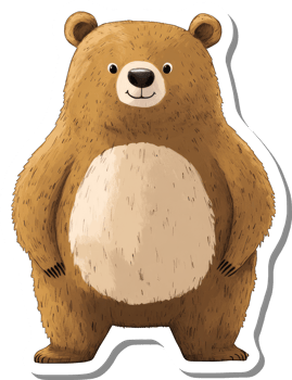 Adorable Brown Bear Standing Tall Against White Background png