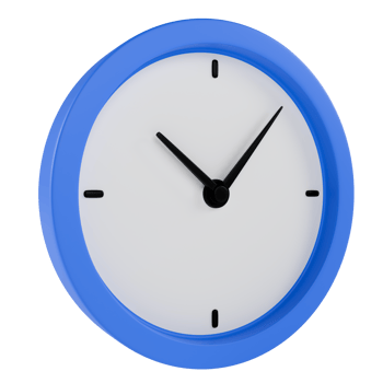 Stylized blue wall clock. Isolated on transparent background png