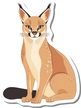 Caracal Cat Sitting Sticker Design Illustration png