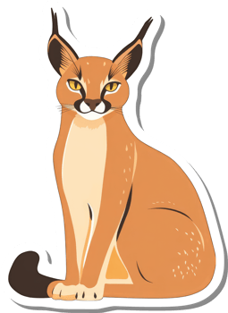 Caracal Cat Sitting Illustration Sticker Design png