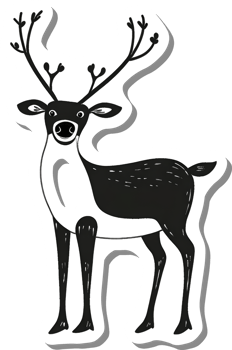 A Black And White Reindeer Sticker Design png